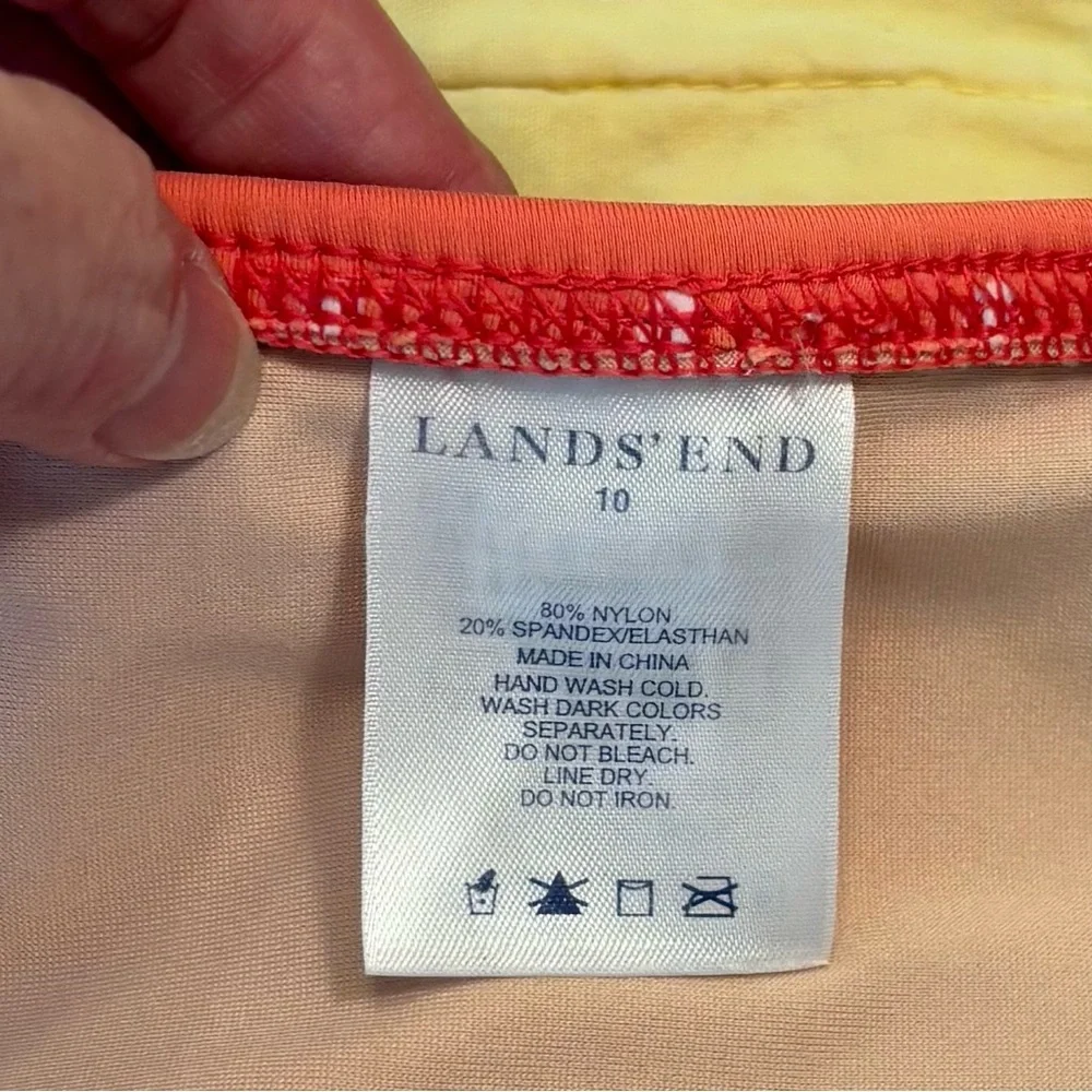 EUC Lands' End Peach Polka Dot Ruffle Swim Skirt, Women Sz 10, Built-in Panty - Picture 8 of 15